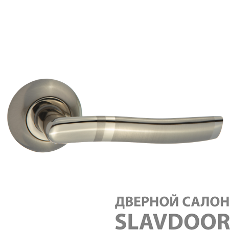 Ручка дверная "Капризе" 507-08, никель матовый - никель блестящий